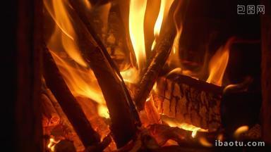 木炭燃烧火焰篝火升格慢动作